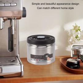 Recipiente de café, Recipiente de Almacenamiento de café Sellado Al Vacío Hermético de Acero Inoxidable 304 Recipiente de Almacenamiento de Alimentos de Cocina Tipo Prensa Tarro (1600ML Acero Inoxidable Color)