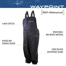 FROGG TOGGS Men's WayPoint Angler Waterproof, Durable Bibs with 4-Way Stretch