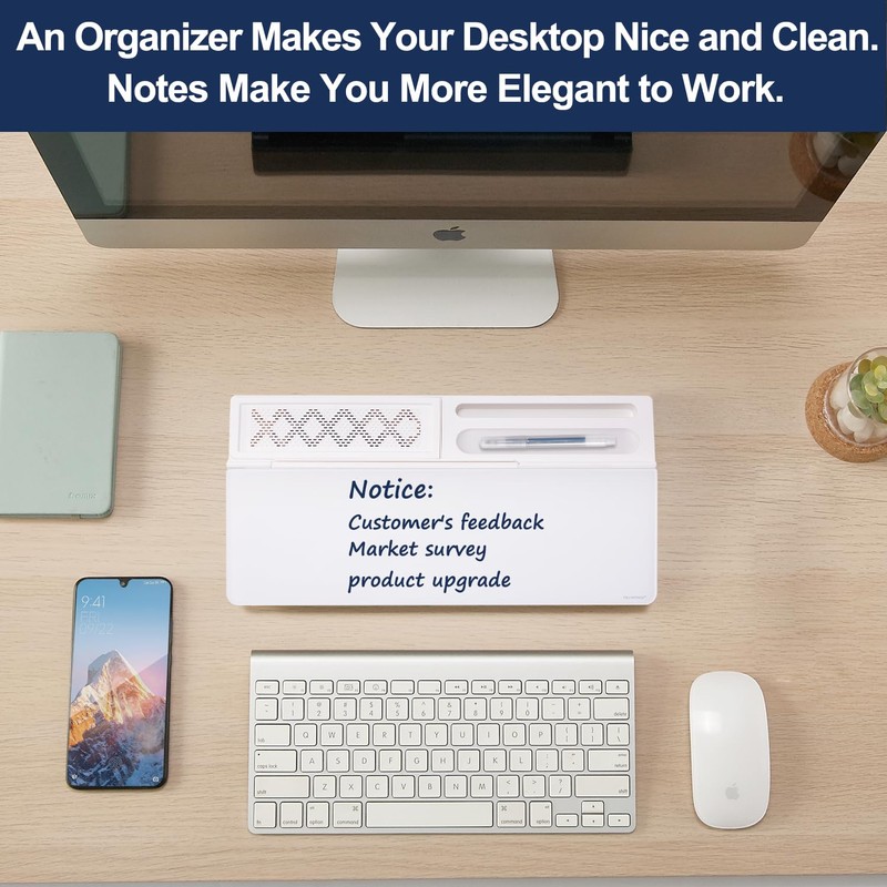 Small Glass Desktop Whiteboard Dry-Erase-Board - Computer Keyboard Stand White