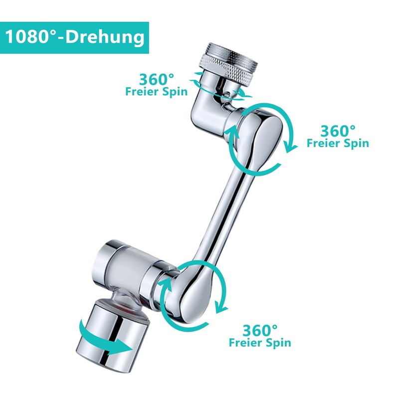 Rotating Tap Attachment, Extension, Aerator, 1080 Degree Multifunctional Extension, Rotating,