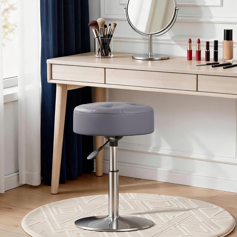 Youtanic Vanity Stool with Adjustable Height, 360°Swivel Ottoman Chair for