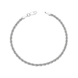 925 Sterling Silver Rope Bracelets 3mm Silver Bracelets for women Rope Chain Bracelet for men 8 Inches