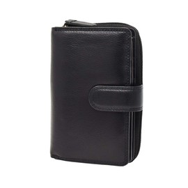 Womens Soft Leather Clutch Wallet Zip Around Cards ID Coins Banknotes Holder Purse AV33 (Black)