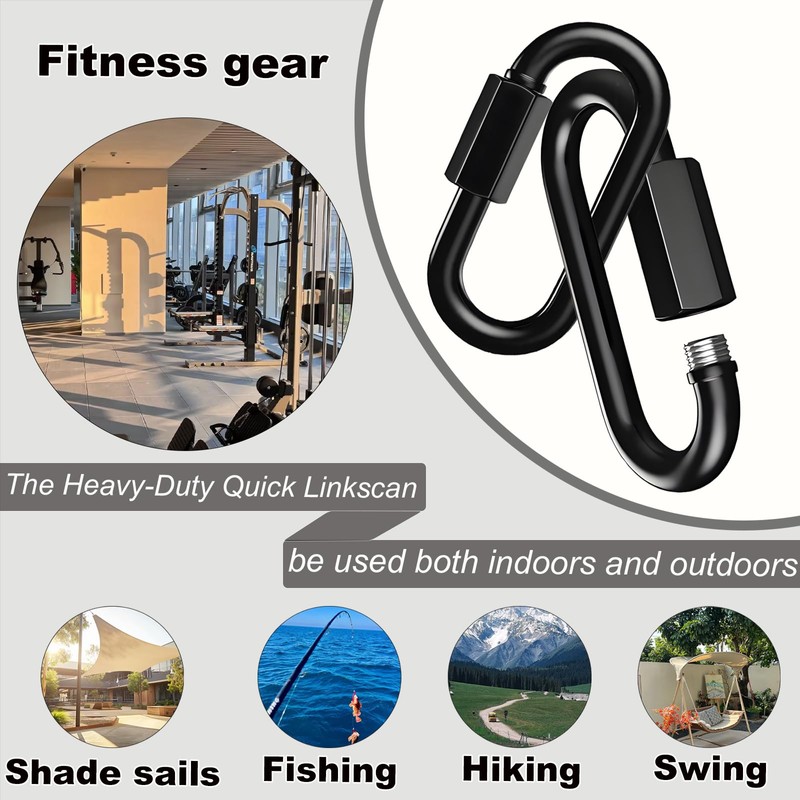 2Pack Black Heavy Duty Quick Links, 4Inch Threaded Quick Chain