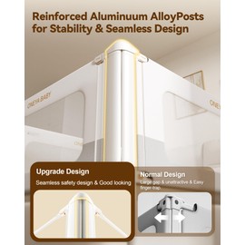 Bed Rail for Toddlers, Thickened & Reinforced Toddler Bed Rails with Double Child Lock, Upgraded Kids Baby Bed Rail Guard/Bed Side Rails for Queen, King Size,White/Grey, 1Side, 78.7" Lx28 H