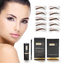 LUXISHLA Eyebrow Stamp Kit & Eyebrow Stencils (Dark Brown)