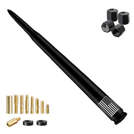 Car Bullet Antenna with Valve Stem Caps for GM Chevy Silverado 1500 2500 3500 HD Avalanche Ford F Series F150 F250 GMC Sierra 1500 2500 3500 Denali Heavy Truck Accessories (Black)-10inch- America Flag