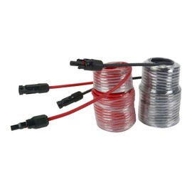 TEMCo 50ft 12 AWG Pair Solar Panel Extension Cables with M-F Solar Connector Ends (1 Black + 1 Red) Qty:1