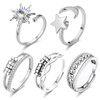 SSKHE 5PCS Anxiety Ring for Women, Silver Fidget Ring for
