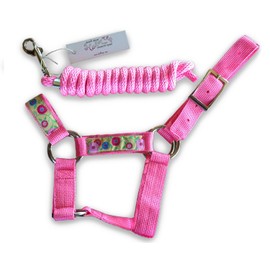 HalterUp Miniature Donkey Halters and Lead Ropes (2 Item Bundle) Available in 10 Colors (Pink, Medium)