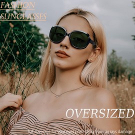 Joopin Oversized Sunglasses for Women Fashion Large Frame Designer Sun Glasses Polarised UV Protection Big Sunnies Shades Ladies (Black Frame G15 Lens)