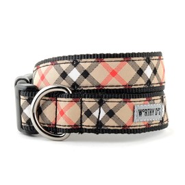The Worthy Dog Bias Plaid Pattern Designer Adjustable and Comfortable Nylon Webbing, Side Release Buckle Collar for Dogs - Small, Multi Color