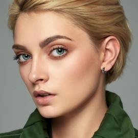 OIDEA Viking Runes Huggie Earrings for Men: 12mm Stainless Steel Vintage Hinged Huggie Hoop Earrings Set Norse Viking Jewelry Gifts for Men Women 20G Black