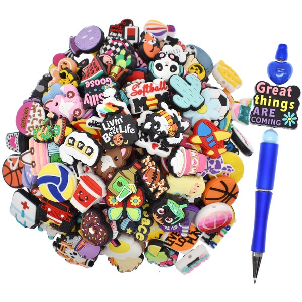 160Pcs Silicone Focal Beads Bulk, Different Random Mix Collections Focal