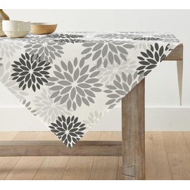 Artoid Mode Flowers Grey Dahlia Summer Table Linen, Seasonal Summer Autumn Kitchen Table Decoration Indoor Holiday Party Decor 100 x 100 cm