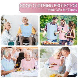 VMEECARL 3 Pack Adult Bibs for Women Reusable Bibs for Adult Eating Waterproof & Machine Washable Clothing Protector Large Bids for Elderly Gifts for Women/Mom