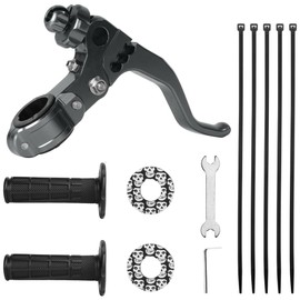 PRO CAKEN 7/8" 22mm Universal Motorcycle CNC Short Stunt Clutch Lever Clutch Handlebar with Grips Donuts for Most Motorcycles Dirt Bike-Titanium