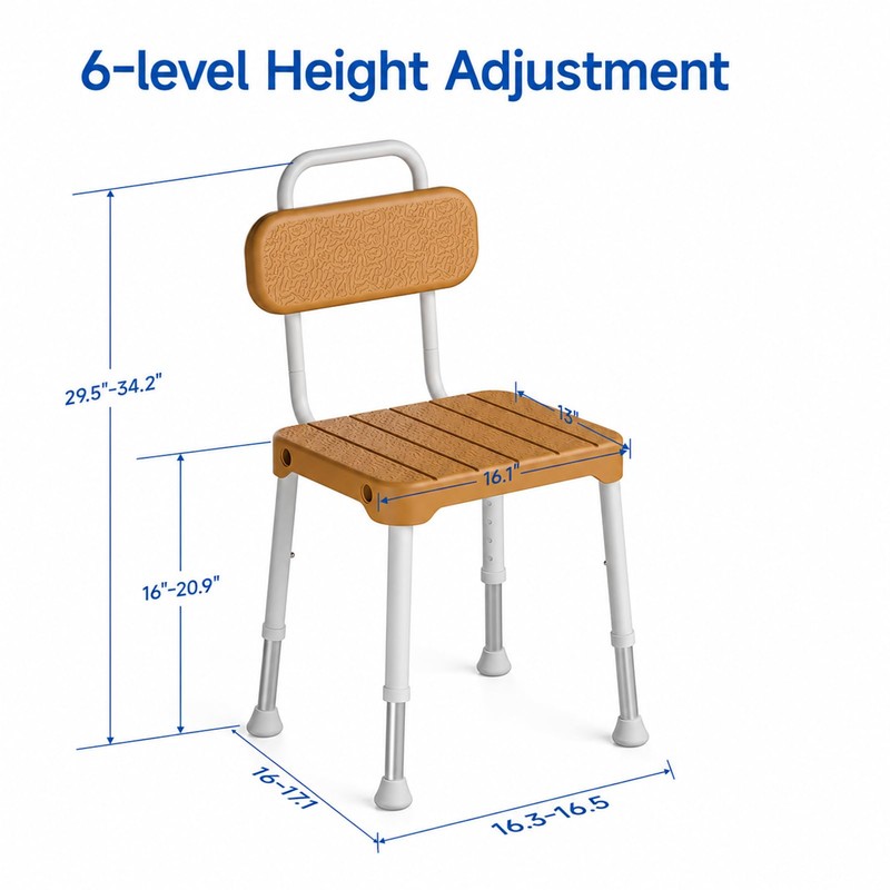 Shower Chair with Back – for Elderly & Disabled, Inside