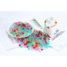 DUQGUHO 1000Pcs Blue Gradient Pony Beads 6x9mm 4 Shades from Light to Dark Opaque Transparent Plastic Beads for Charm Bracelet, DIY Jewellery Making Supplies