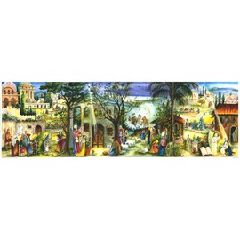 Large Panoramic Advent Calendar 24 Doors 213 x 650 mm - Nativity - with Glitter and Translucent Windows - RS 260 - Traditional Antique German Design