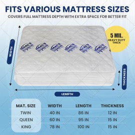 Heavy-Duty Mattress Bags for Moving or Storage Twin Size - 5 Mil Thick Plastic Cover - Reusable Storage Solution - Premium Bed Protector (4, Queen)