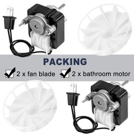 99080166 BP28 Bathroom Fan Motor with Blower Wheel by Fetechmate Fit for Bro-an Nu-Tone 655 679 657 658 Exhaust Fan Motor 70cfm 1.4 Amp 3000RP 120V CCW (2 Pack)