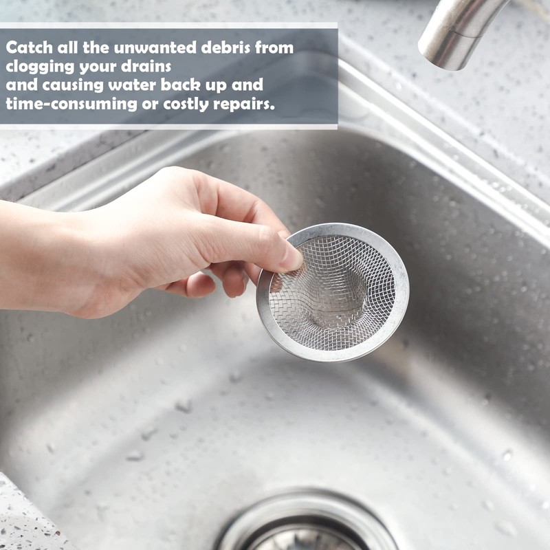 Shimeyao 100 Pcs 2.75 Mesh Sink Strainers Stainless Steel Drain