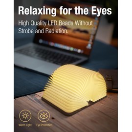 ZBOLE 5.7 Inch Wooden Book Lamp - Portable Folding LED Book Light for Reading, Home & Library Decor, Unique Gift for Book Lovers, Magnetic Night Light (Walnut)