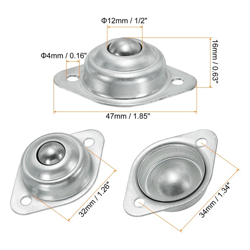 PATIKIL Roller Ball Transfer Bearing 1/2", 6 Pack Load 15lbs