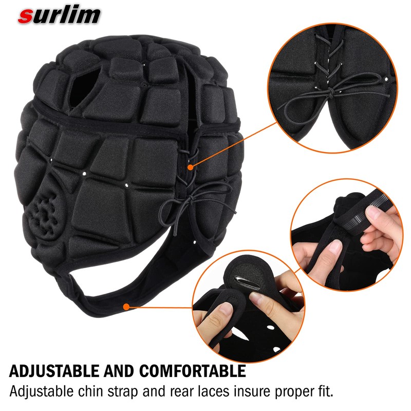 Surlim Rugby Helmet Headguard Headgear for Soccer Scrum Cap Soft