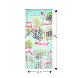 TACHILC Flamingo Beaded Curtain for Doorways, 90 Strands Door Beads, 35.5” x 78” Hanging Bead Curtain for Door Frames, Room Dividers & Wall Décor