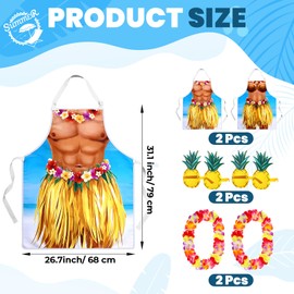 Glitinsel 4 Pcs Funny Hawaiian Aprons Bikini Bandana Headband Retro Sunglasses Couple Aprons for Summer Party Men Women(Yellow)