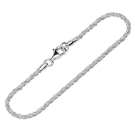 NKlaus 12082 Women's Bracelet 925 Sterling Silver 19 cm Foxtail Chain Twisted, Sterling Silver