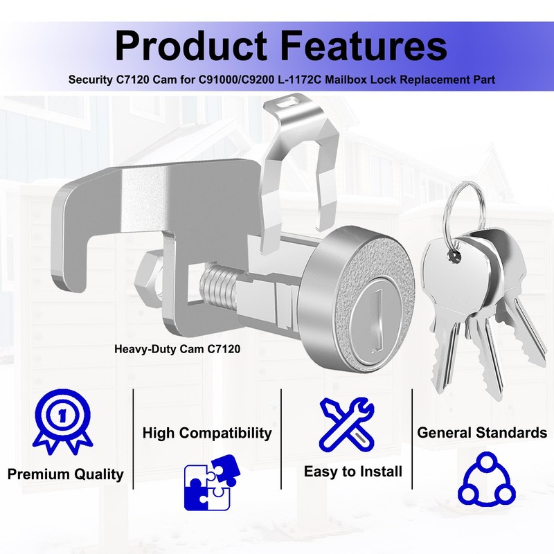 Ymtzfu 1 Pack Mailbox Lock,Mailbox Lock Replacement Heavy-Duty Cam C7120