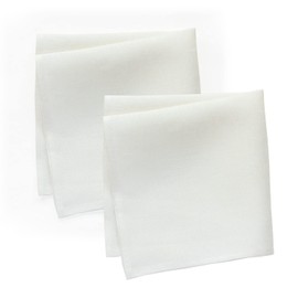 Cadeauya Plain Handkerchief (100% Linen, 100% / 40 x 40 cm / 2 Piece Set, Water Absorption, Quick Drying, Elegant, Natural Materials), Compact Size (White/White)