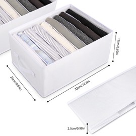 sprecenk Wardrobe Clothes Storage Organiser, 9 Grids Closet Drawer Organisers Dividers, 2PCS Foldable Jeans Storage Organiser Box for T-shirts, Shorts, Skirts, Snow White
