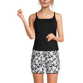 Lands' End Women's D-Cup Square Neck Tankini Swimsuit Top X-Large Black