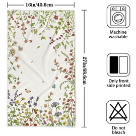 Accnicc - Paquete de 2 toallas de mano de flores silvestres para baño, coloridas mariposas florales, toallas de cocina, 16 x 27 pulgadas, absorbentes, suaves, de microfibra para jardín, plantas,
