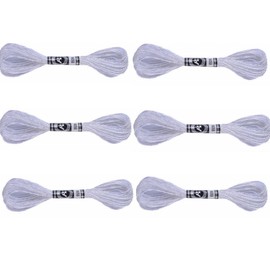 Glitter Embroidery Floss Cross Stitch Thread Metallic Embroidery Thread for Friendship Ribbons,Knitting,Cross Stitch Project,6 Skeins (White)