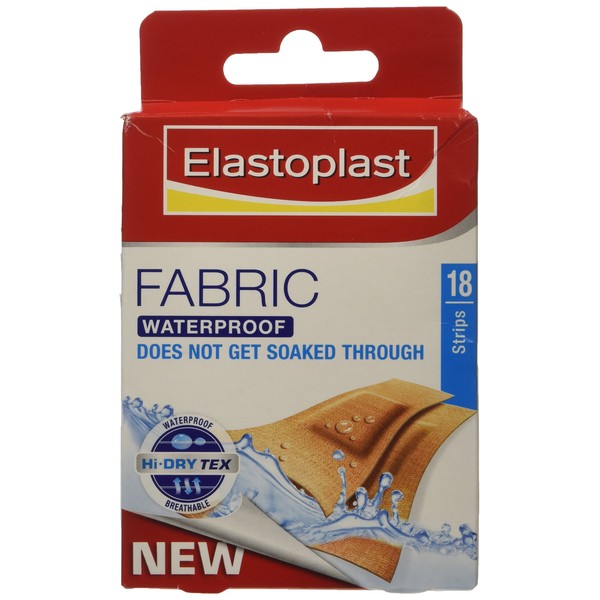 Elastoplast Waterproof Fabric Plaster Strips, 18 Strips