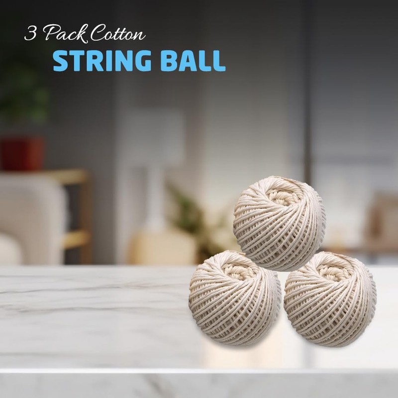 3 Pack Cotton String Ball, 100% Cotton Roll Each 45m