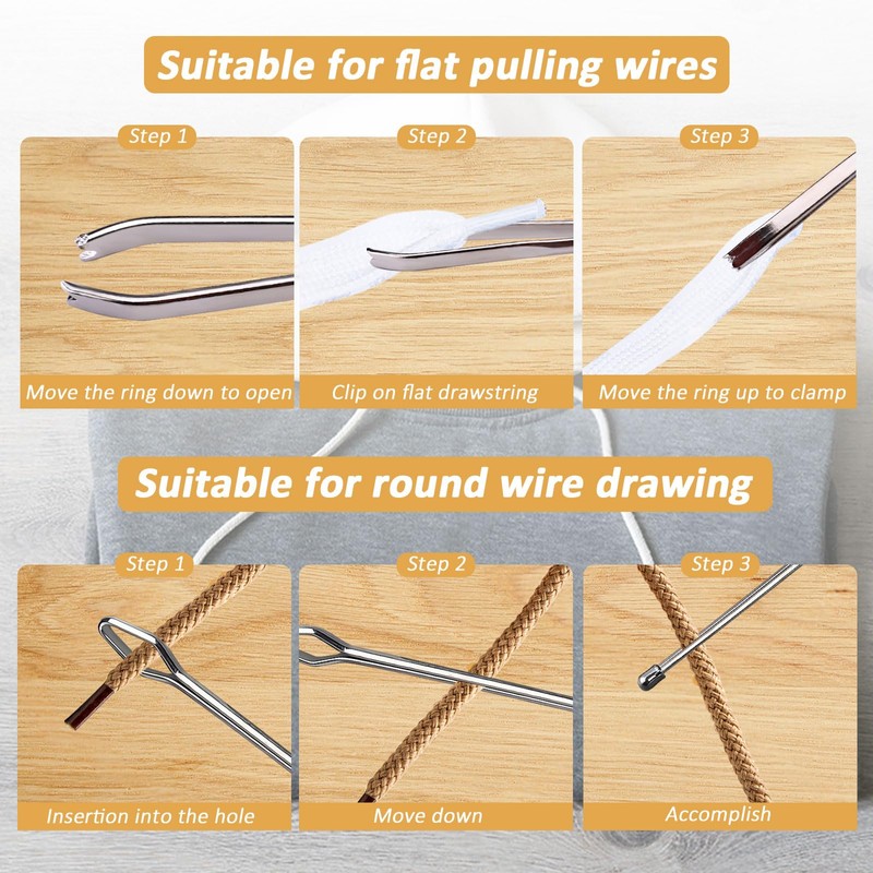 Roucerlin 9 Pieces Drawstring Threader Tool Set, Drawstring Puller Tool