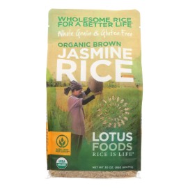 Lotus Foods Organic Jasmine Rice Case of 6-30 oz UD Parboiled Long Grain and Broken Rice Vietnamese Style
