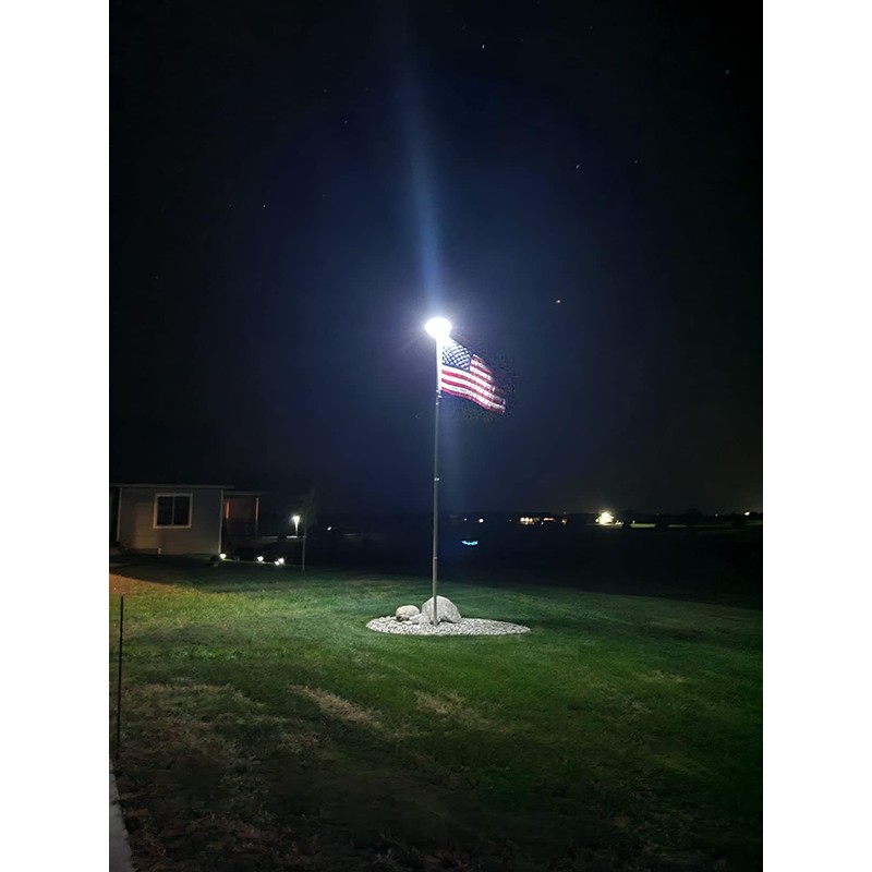 RAYSLIT Solar Flag Pole Light – 360° LED Illumination, Solar