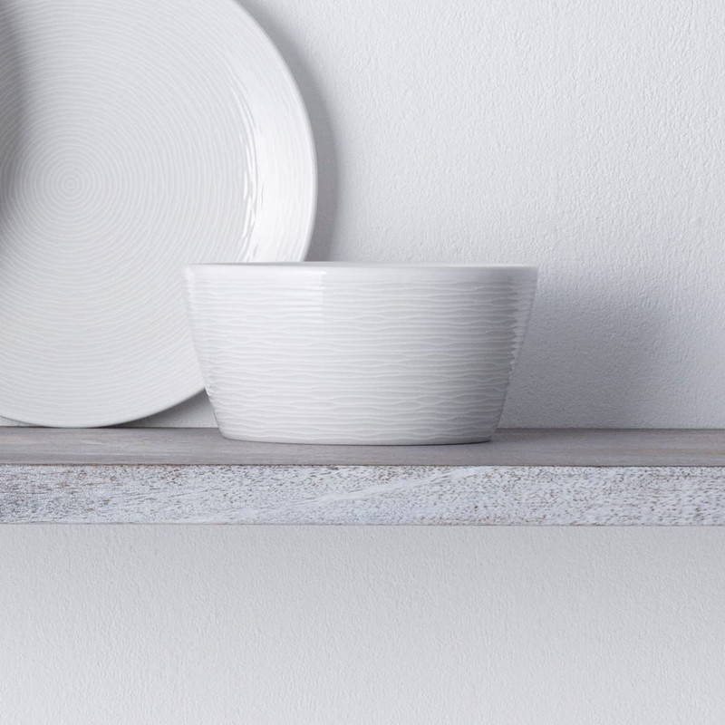 Noritake Colorscapes White-on-White Swirl 16-Piece Coupe Dinnerware Set, Service for