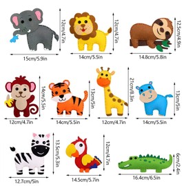 DIY Sewing Kit for Children, Sewing Children Felt Set, Felt Animals Sewing Set, DIY Animal Shapes Felt, Suitable for Children's Crafts, Birthday Gifts, Christmas Decoration, Sewing Beginners