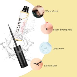Eyelash Glue Black, CALAILIS Waterproof False Eyelash Glue, Latex Free Eyelash Adhesive, Suitable for Sensitive Eyes Super Strong Hold for Lashes