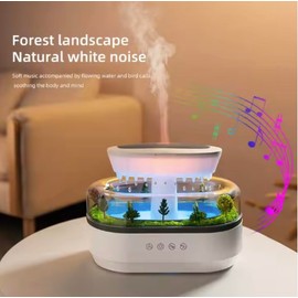 Diffuser Humidifier, Colorful Light, Raindrop & Natural White Noise, Mini Forest Landscape. Aromatherapy, Music, Flowing Water, Bird Call Sounds. Gifts for Teens and Adults, Multi-funtional Device.