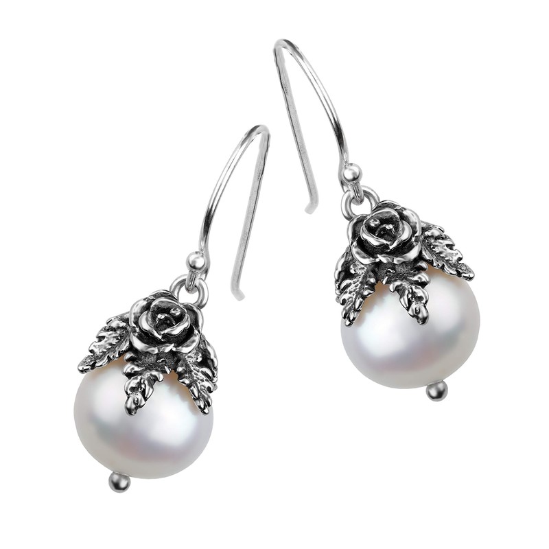 925 Sterling Silver Pearl Dangle Earrings for Women, Real Freshwater