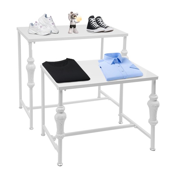 Display Shelf, Industrial Metal Retail Display Tables with 2 Display